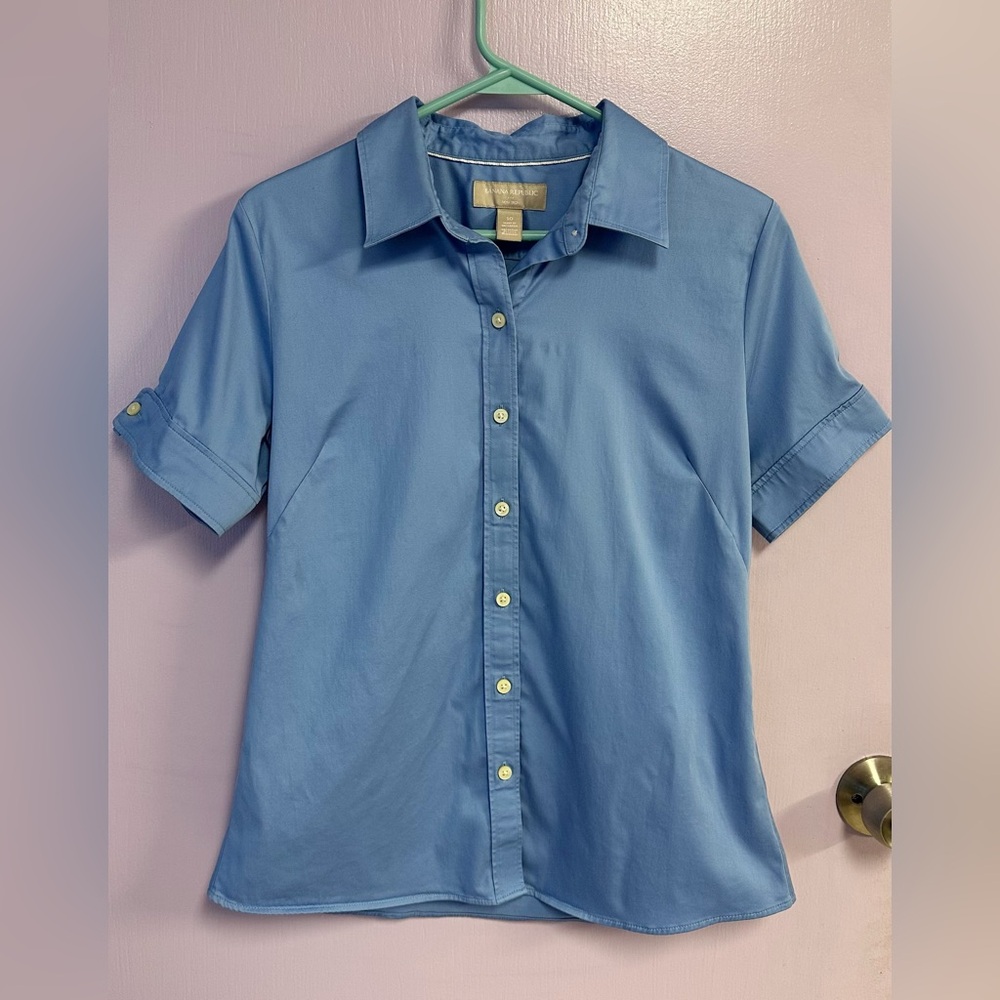 Banana Republic Blue Stretchy Blouse Size 10